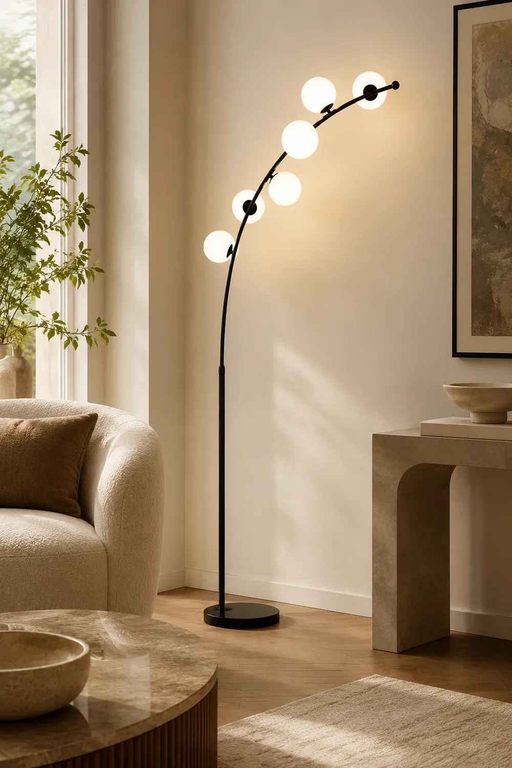 Valentina Modern Arc Multi Head Bubble Floor Lamp Black/Gold - Lumpaz
