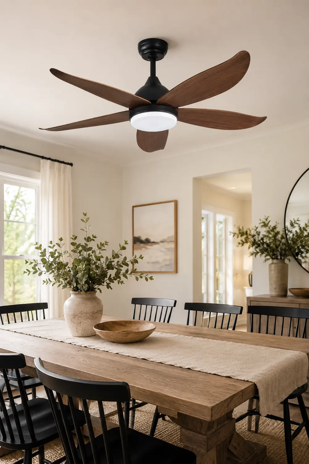 Haydn 5-Blade Modern Black DC Ceiling Fan with Light, 47'' - Lumpaz