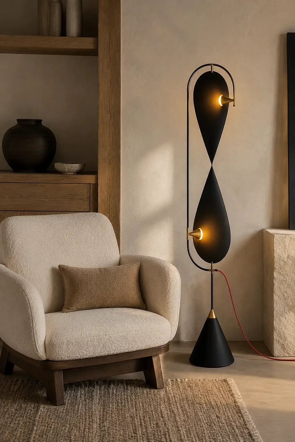 Salgado Modern Minimalist Geometric Metal Floor Lamp, Black - Lumpaz