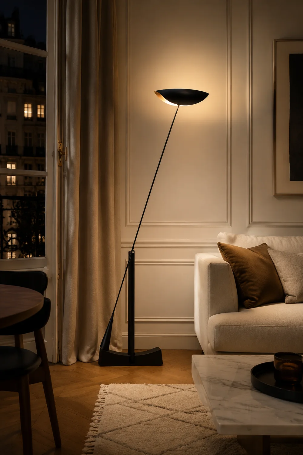 Carins Modern Bowl Linear Metal Floor Lamp,Black - Lumpaz