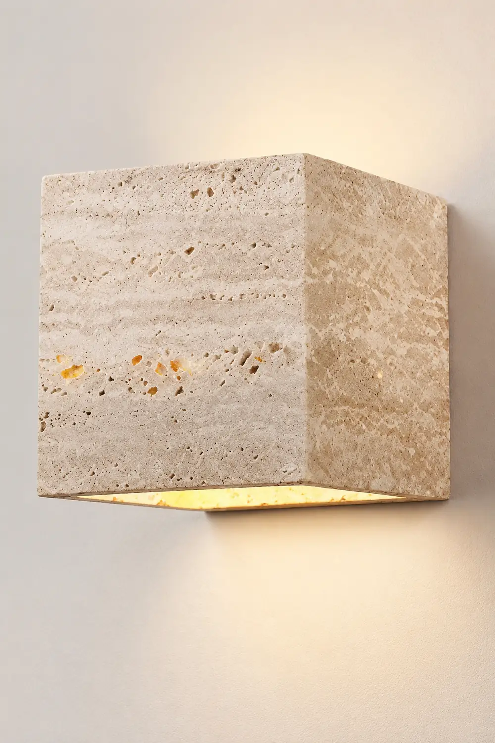 Wabi-Sabi Yellow Travertine LED Wall Sconce - Square/Rectangle - Lumpaz