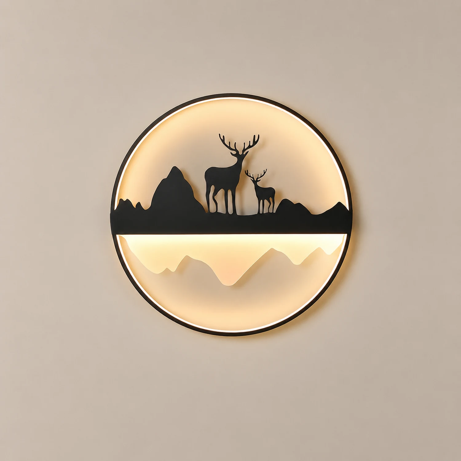 Round Mountain Scenery Silhouette Dimmable with Remote Outdoor Wall Lights - Lumpaz