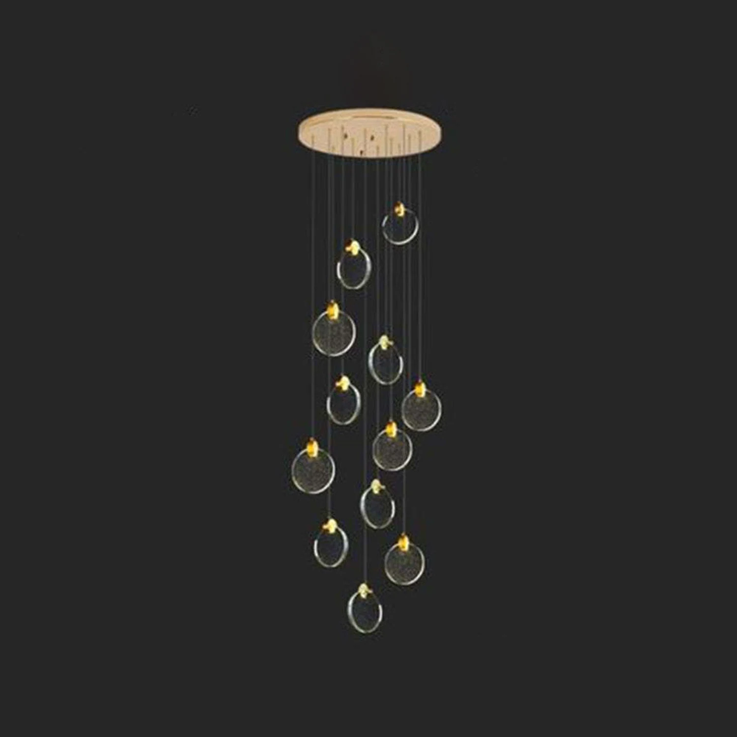 Kristy Minimalist Round  Metal/Crystal Chandelier, Gold - Lumpaz