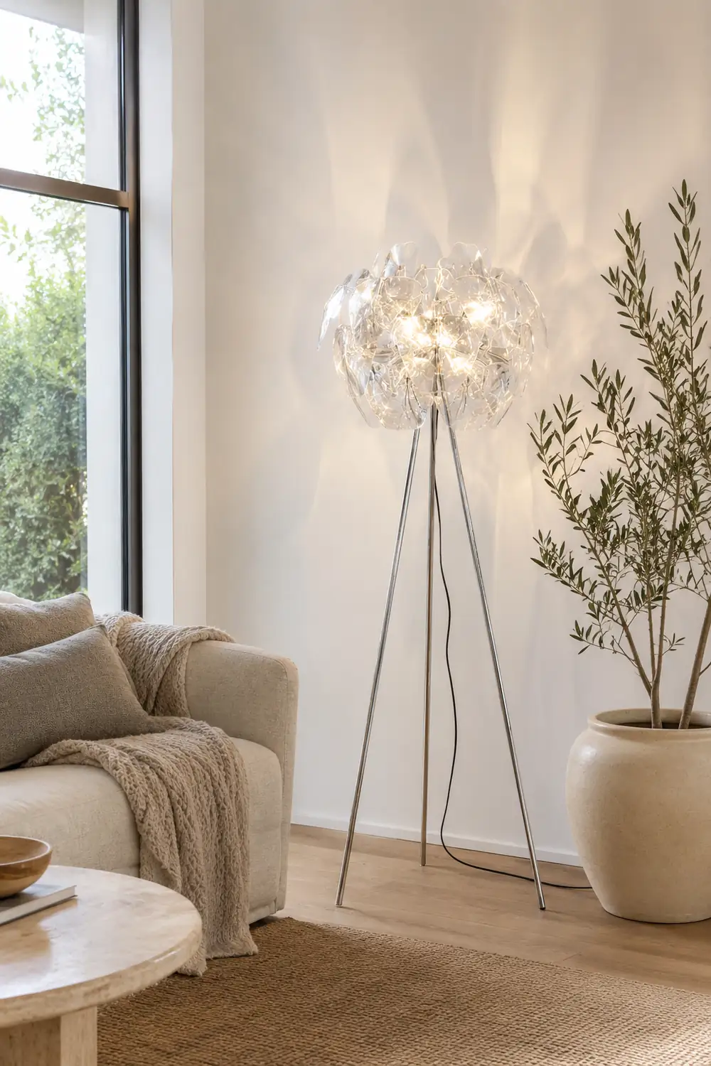 Bella Luxury Flower Metal/Acrylic Floor Lamp, Living Room - Lumpaz