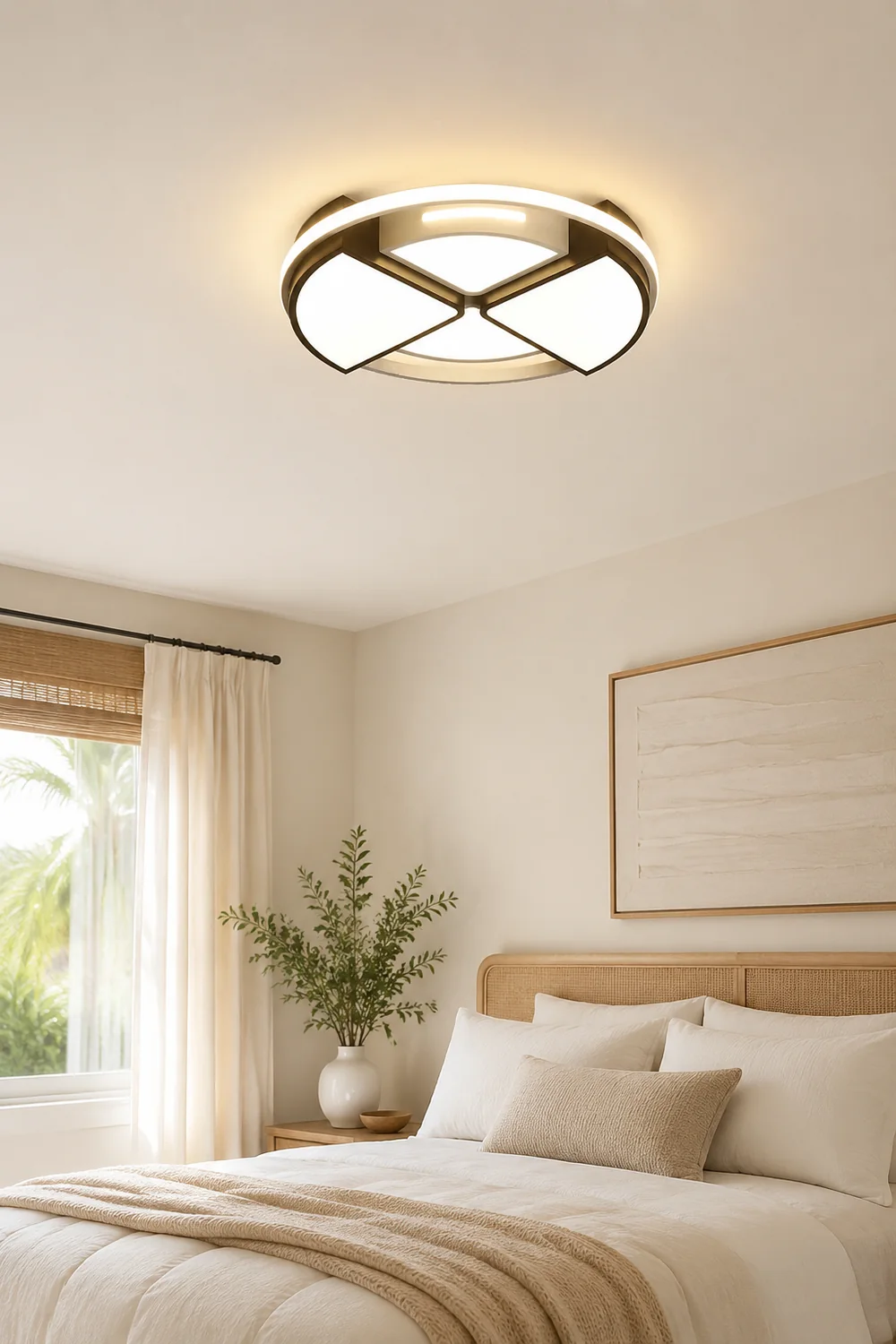 Quinn Modern Round Flush Mount Ceiling Light, Black&White - Lumpaz