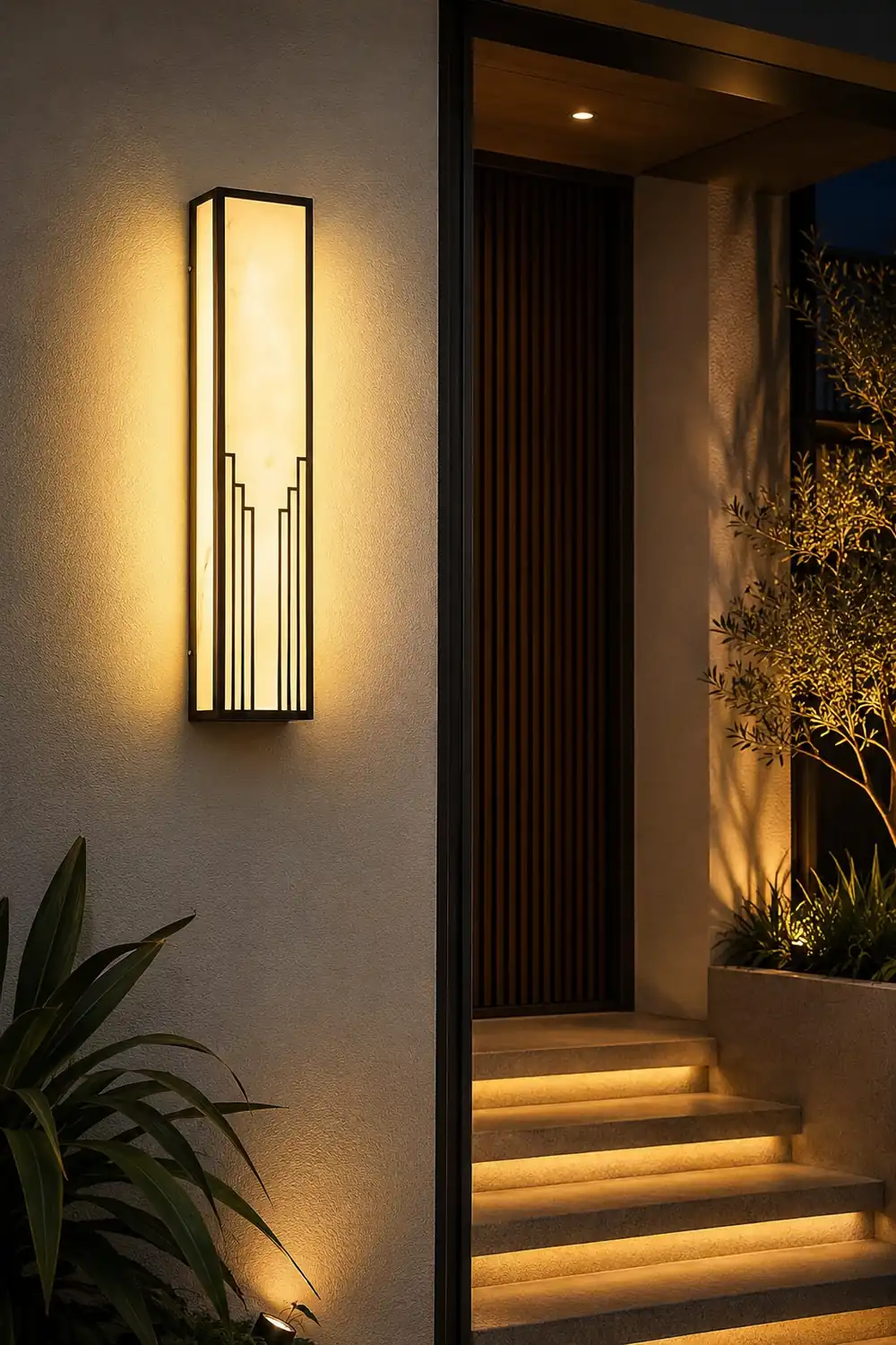 Strip Rectangular Resin Waterproof LED Black Modern Outdoor Wall Light - Lumpaz