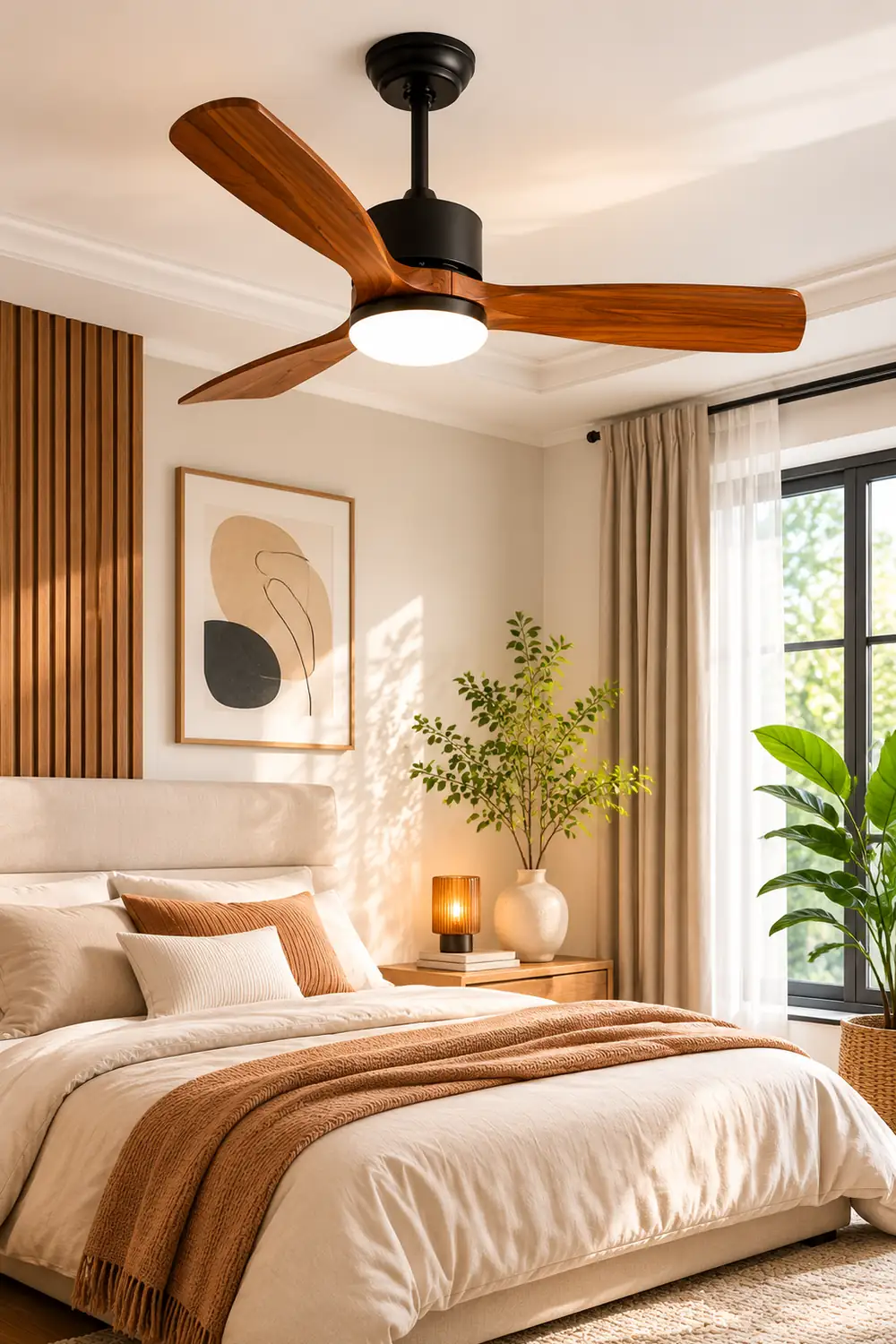 Haydn 3-Blade Modern DC Ceiling Fan, 2 Color, Metal & Wood, 52'' - Lumpaz