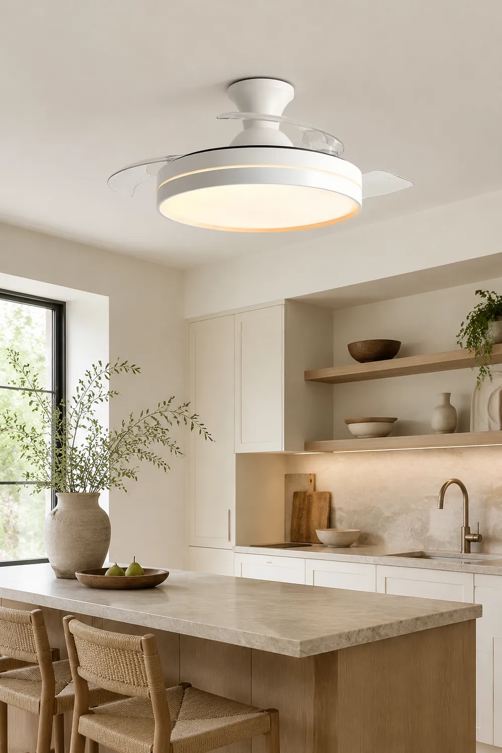 Morandi Ceiling Fan with Light, 4 Color, DIA 35.8"/42.1" - Lumpaz