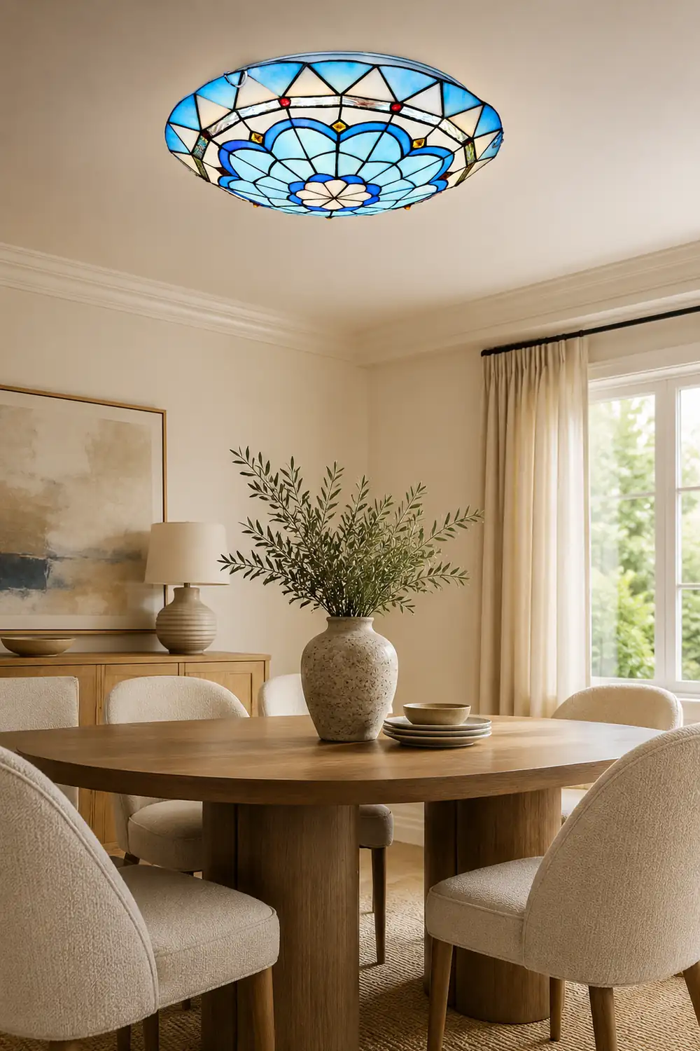 Eryn Flush Mount Glass Colorful Ceiling Light, Bedroom - Lumpaz