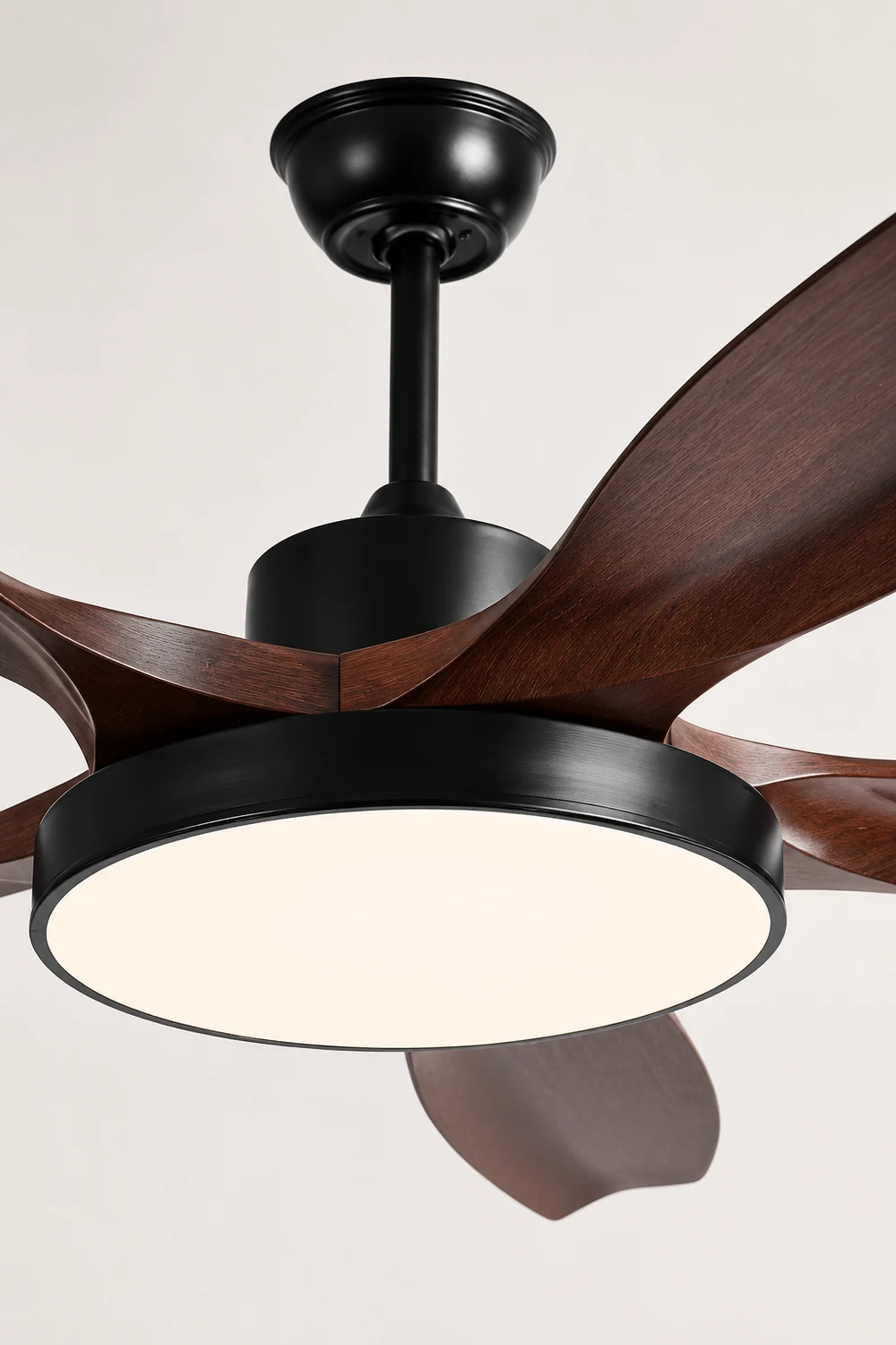 Ozawa Basic White & Black 5-Blade DC Ceiling Fan with Light, Wooden, 51'' - Lumpaz