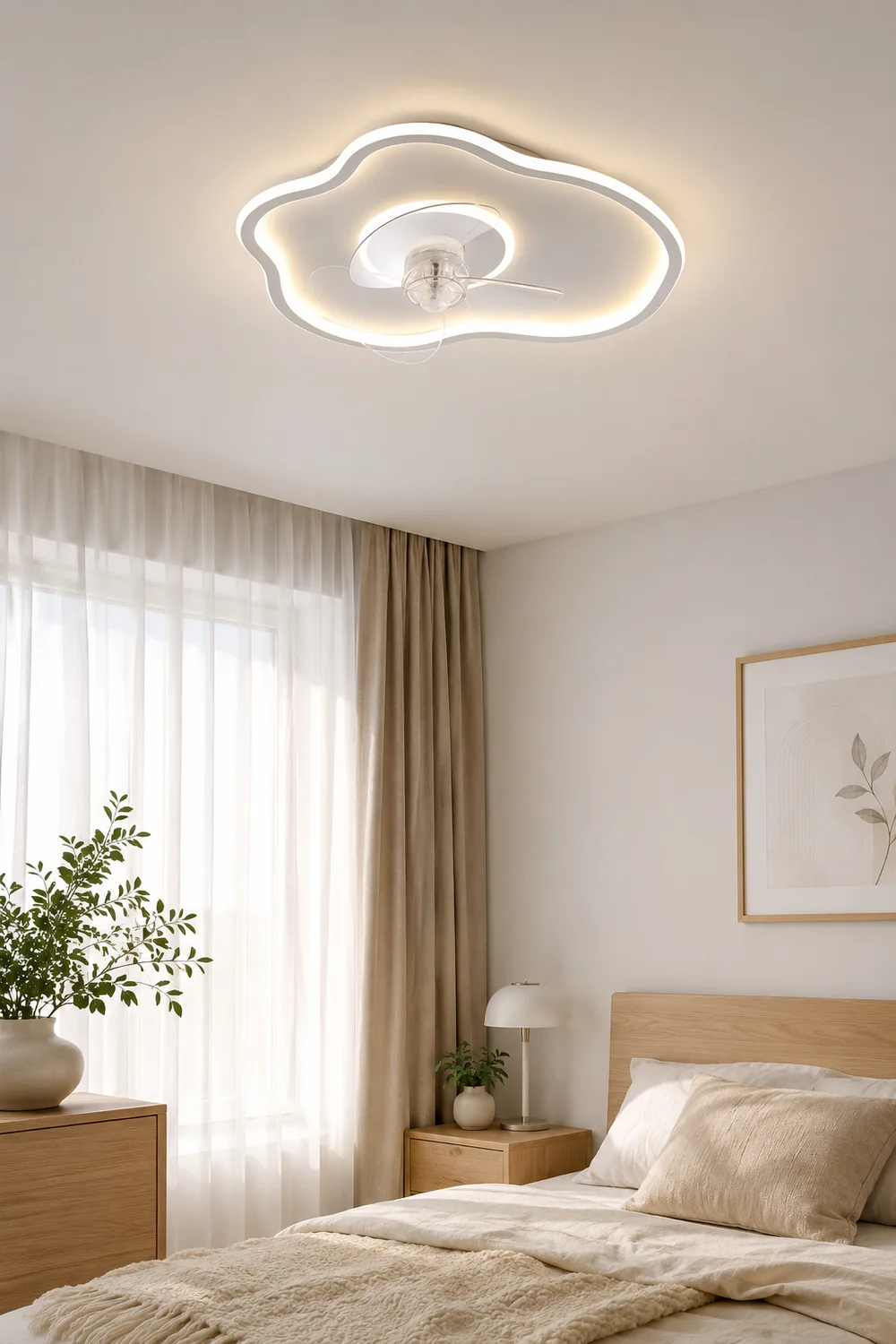 Edge White Ceiling Fan with Light, 8 Style, L 16"/18" - Lumpaz