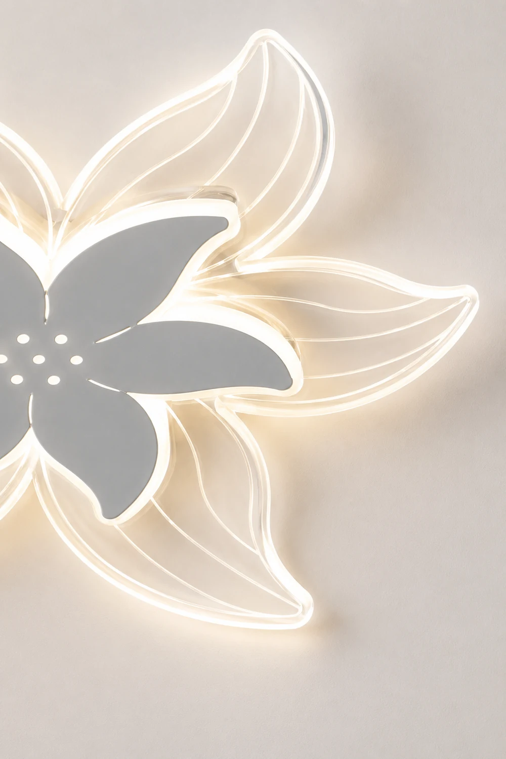 Hana Designer Flower Shape White Flush Mount Ceiling Light, White - Lumpaz