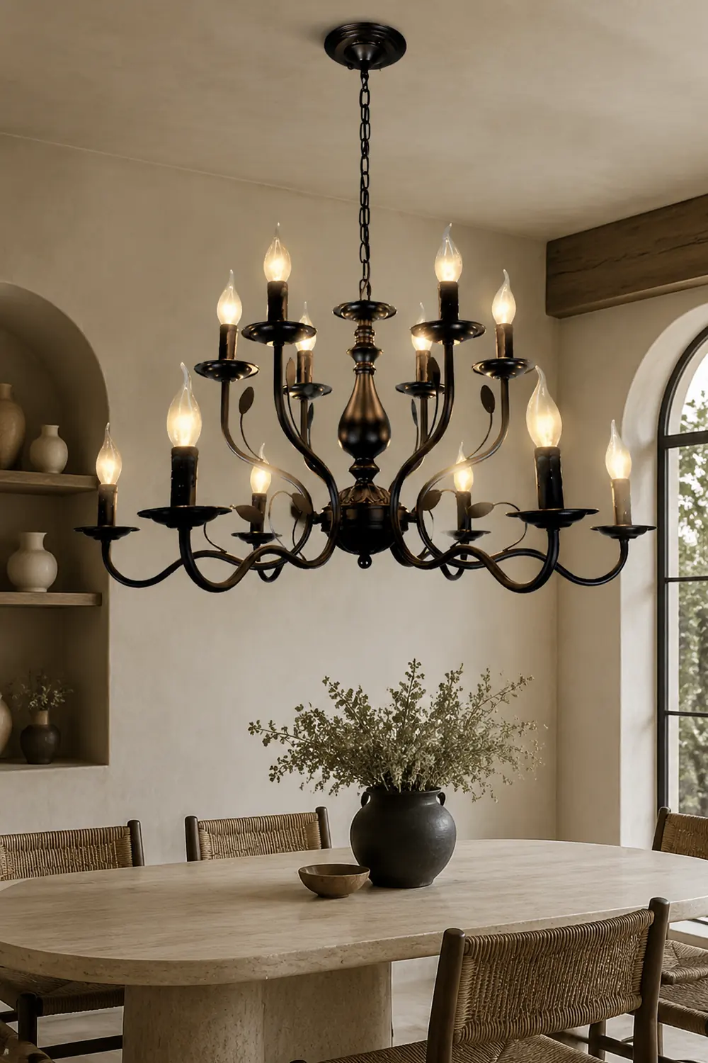 Silva Transitional Candle Chain Chandelier, Black - Lumpaz
