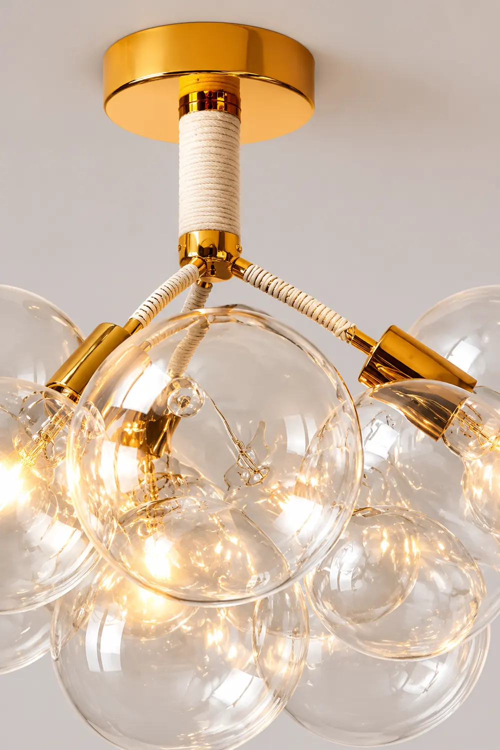 Valentina Modern Multi Globe Acrylic Ceiling Light, Gold/Chrome - Lumpaz