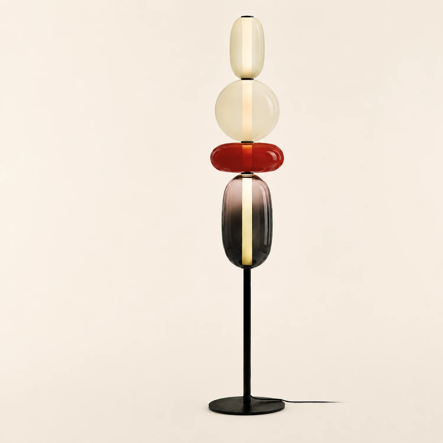 Morandi Modern Creative Man Metal/Glass Floor lamp, White/Black/Red - Lumpaz