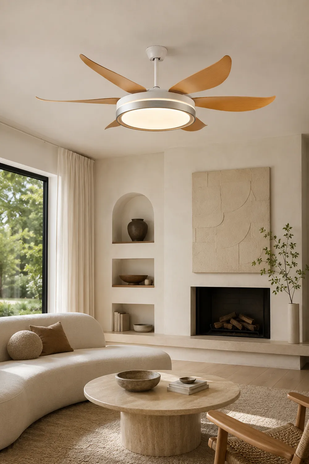 Haydn 6-Blade DC Fan with Light, Silver & Gold, Metal & Acrylic & ABS, Bedroom - Lumpaz