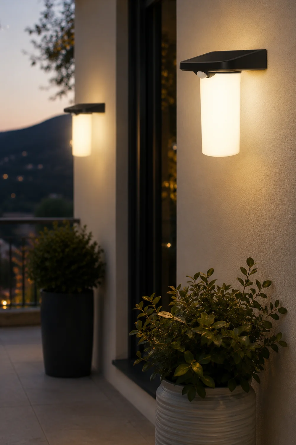 Modern LED Black Outdoor Solar Wall Lights with Motion Sensor - Lumpaz