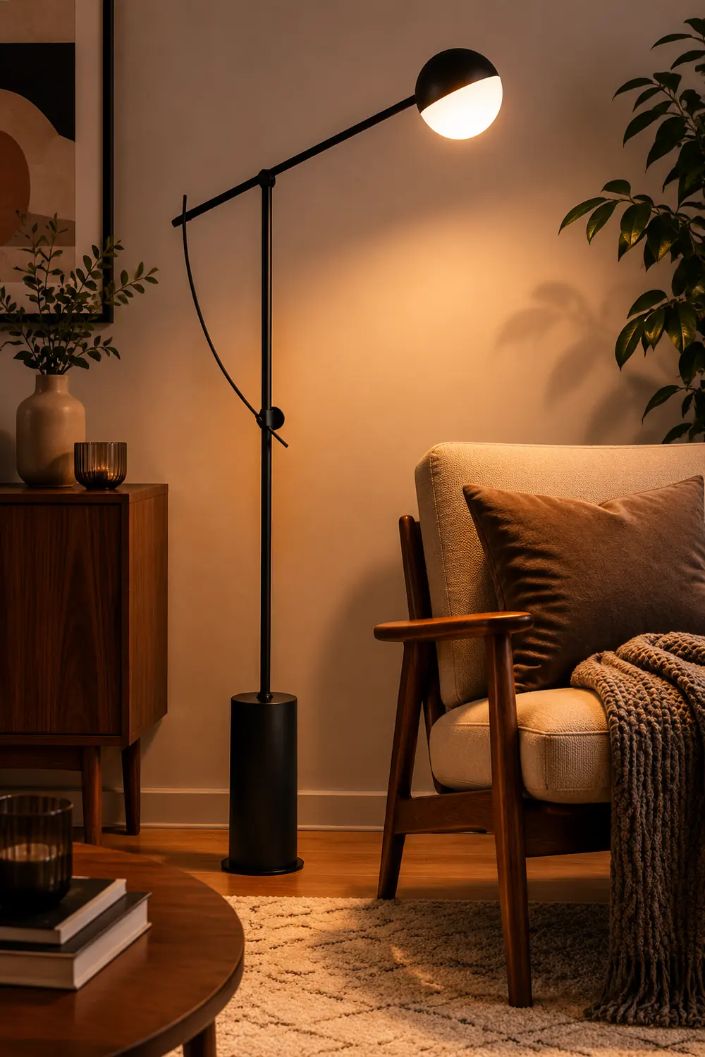 Salgado Modern Globe Metal Floor Lamp, Black - Lumpaz