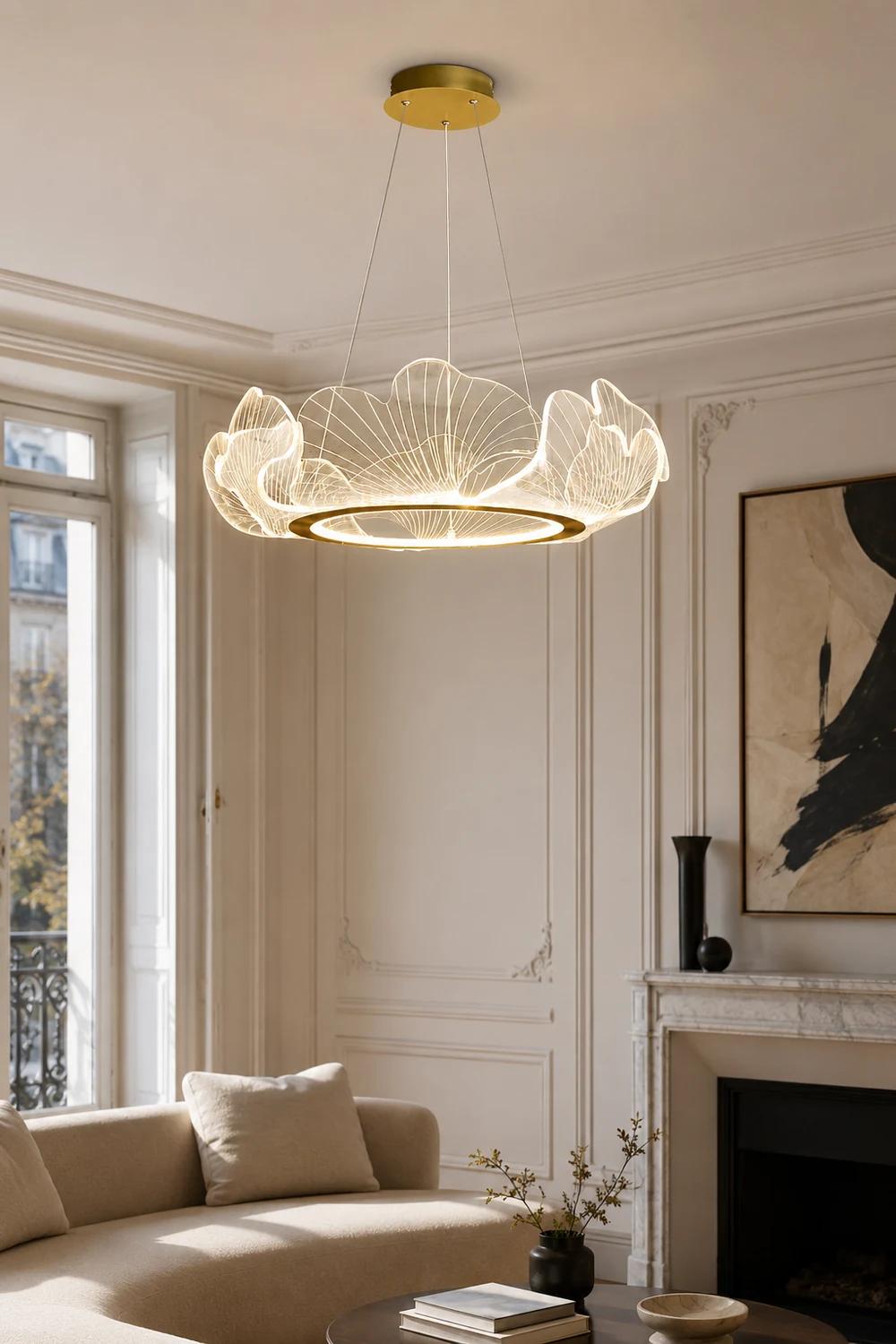 Marilyn Modern Blown Pendant Light, Metal/Acrylic, Living Room/Hall - Lumpaz
