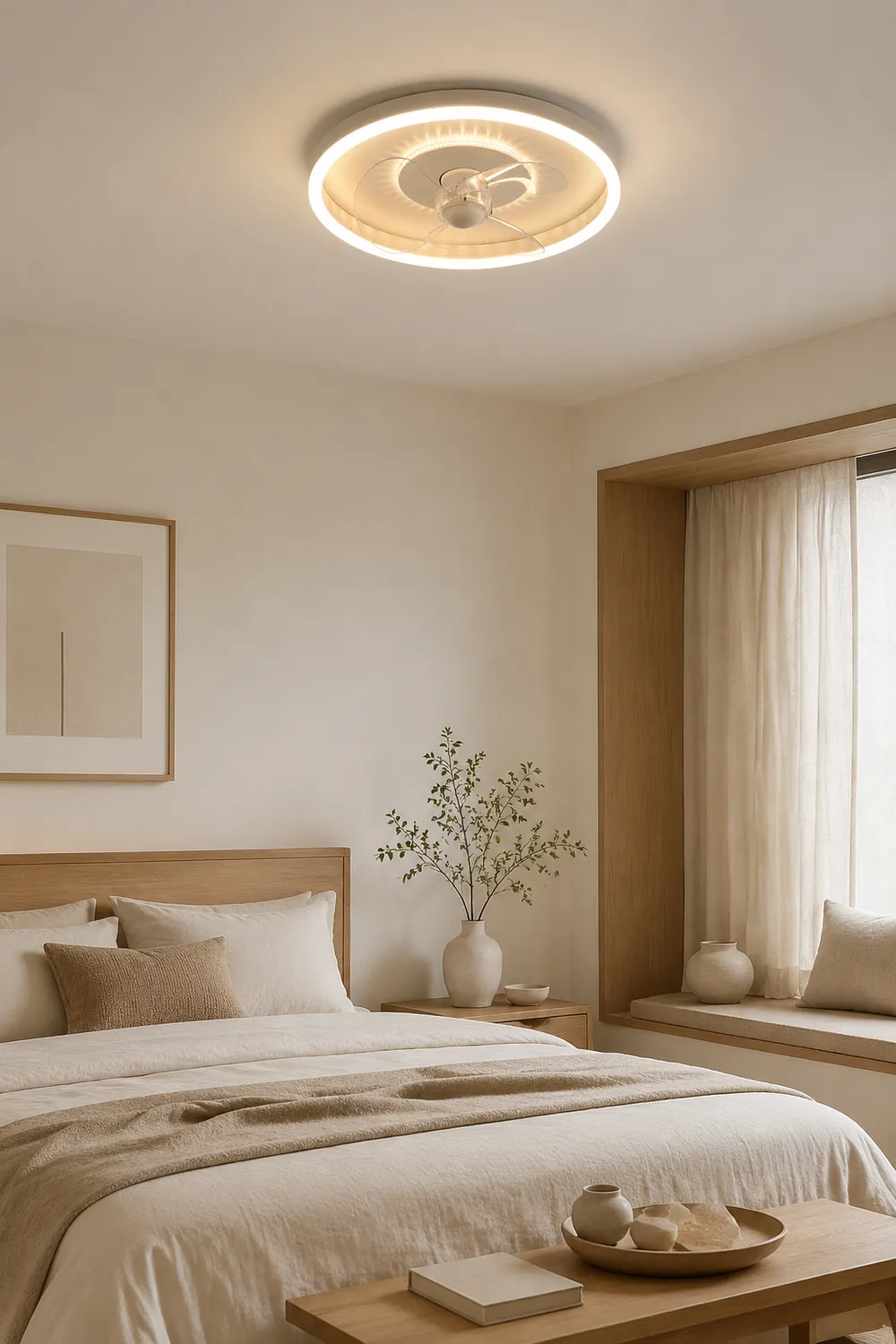 Quinn White Double-light Ceiling Fan with Light, DIA 15.7"/19.7" - Lumpaz