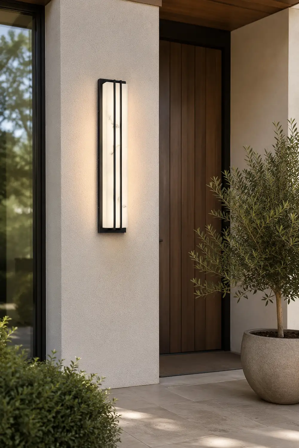 Minimalist Resin Waterproof LED Black Modern Outdoor Wall Light Fixture - Lumpaz