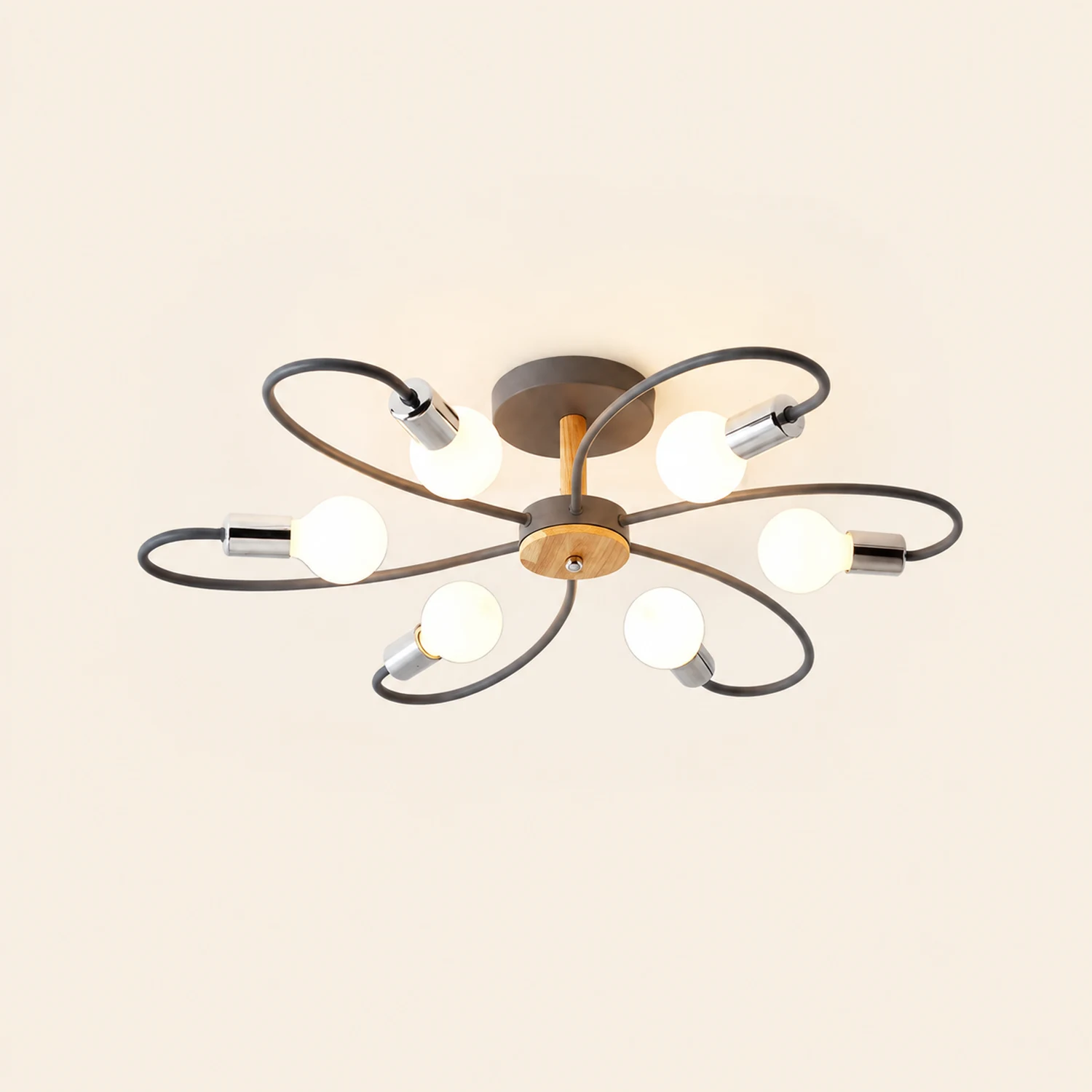 Lacey Elegant Metal/Glass Flush Mount Ceiling Light, Gray/Green - Lumpaz