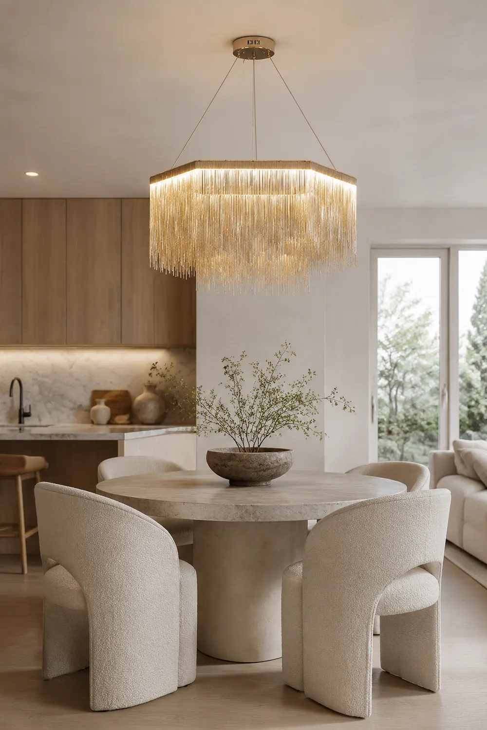 Colon Pendant Light Tassel Luxury, Chain Metal, Gold/Silver, Living Room - Lumpaz