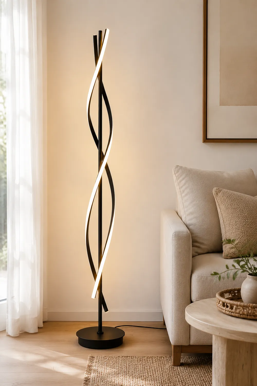 Postmodern Linear Acrylic Floor Lamp, Black/White - Lumpaz