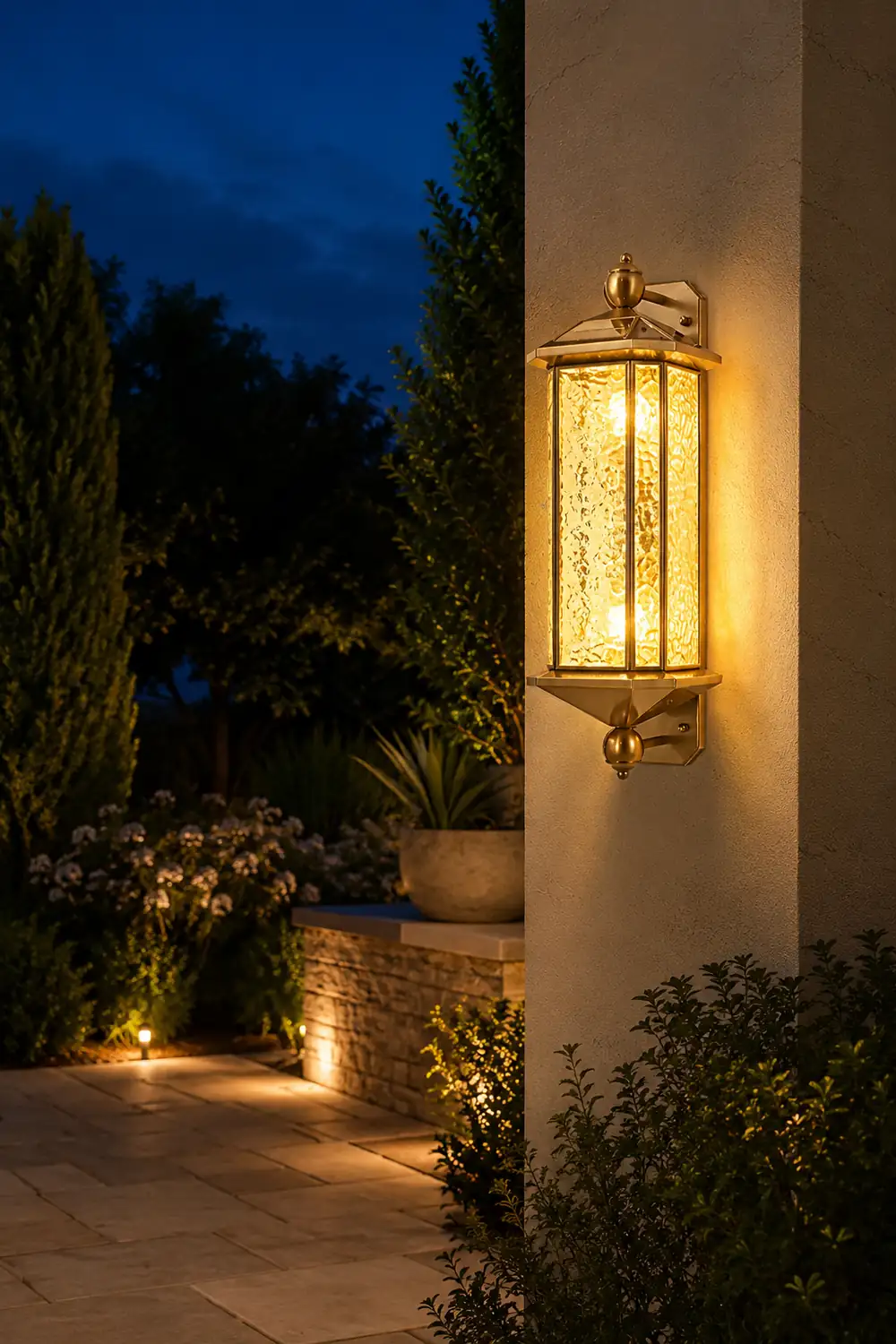 23.62-In. European Copper Dimmable Hardwired/Solar Outdoor Wall Lights - Lumpaz