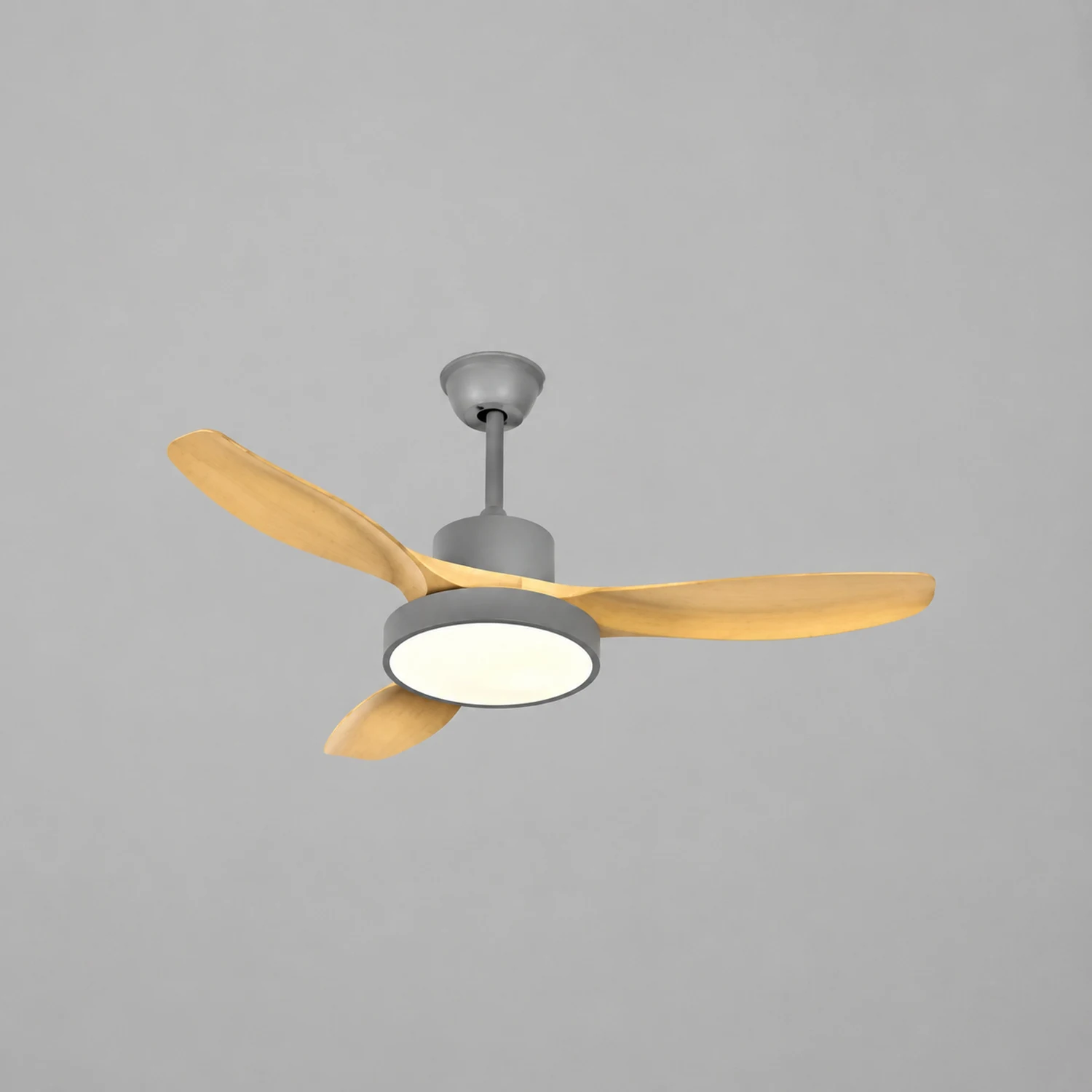 Ozawa 3-Blade Wood & Gray Basic DC Ceiling Fan with Light, 39.4''/47.2''/55.1'' - Lumpaz