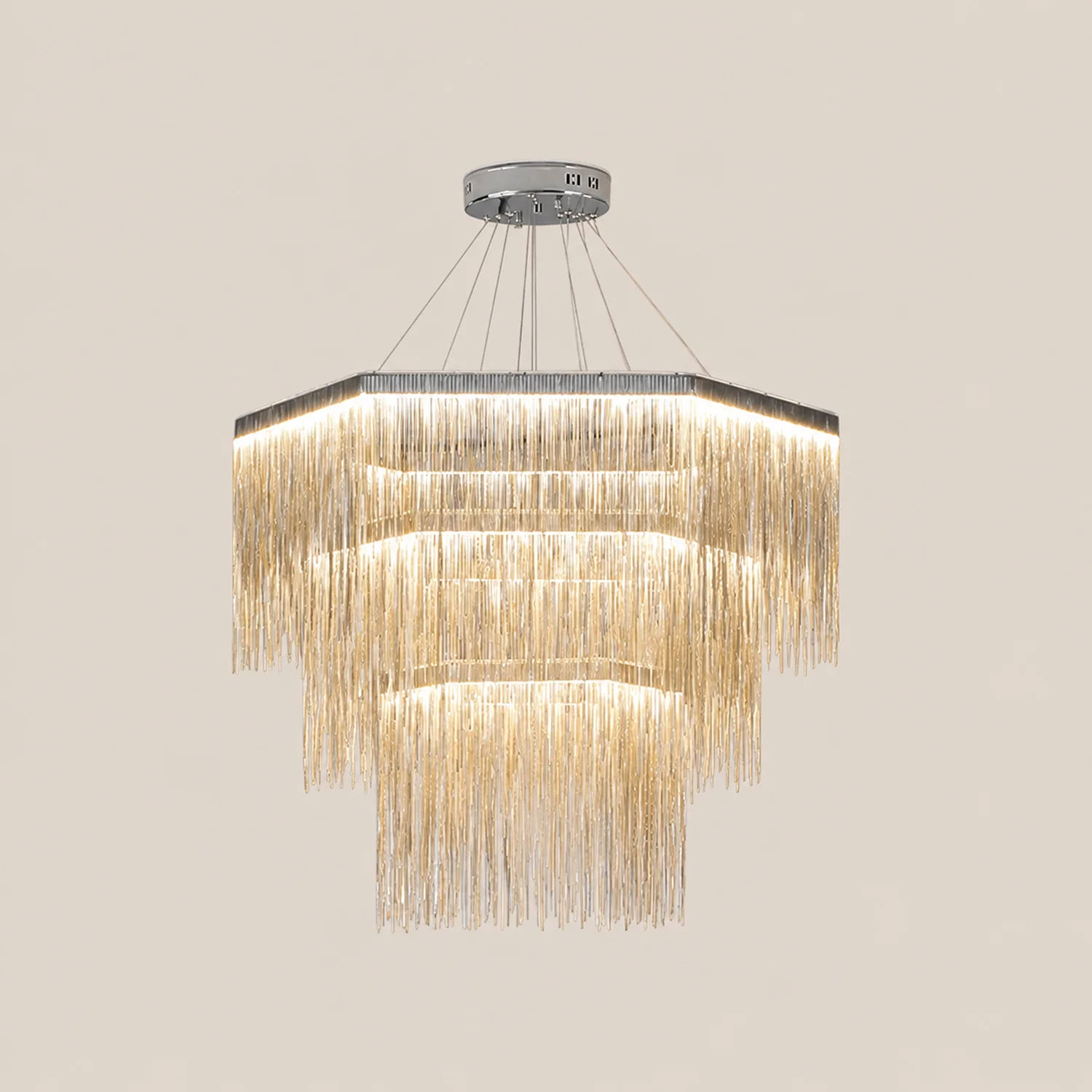 Colon Pendant Light Tassel Luxury, Chain Metal, Gold/Silver, Living Room - Lumpaz