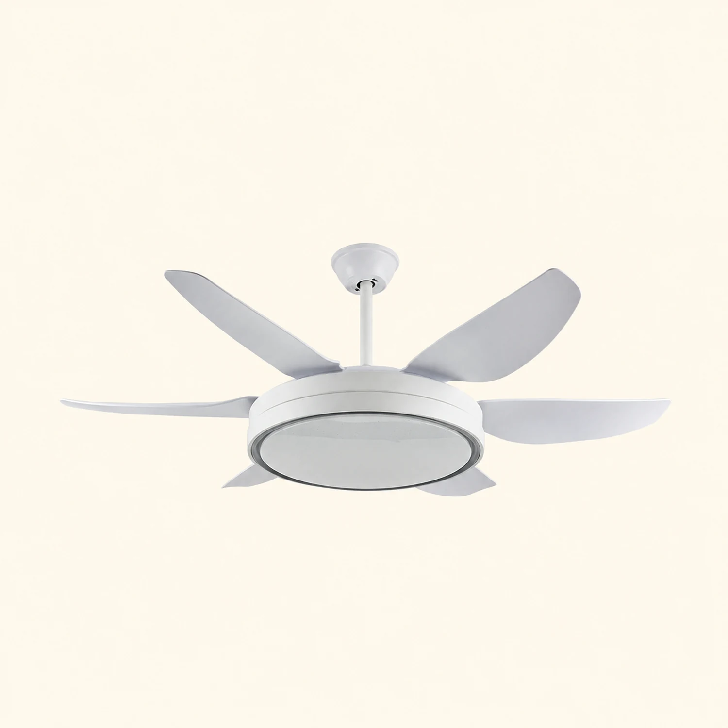 Haydn 6-Blade Modern Basic White DC Ceiling Fan with Light, Summer, 51'' - Lumpaz