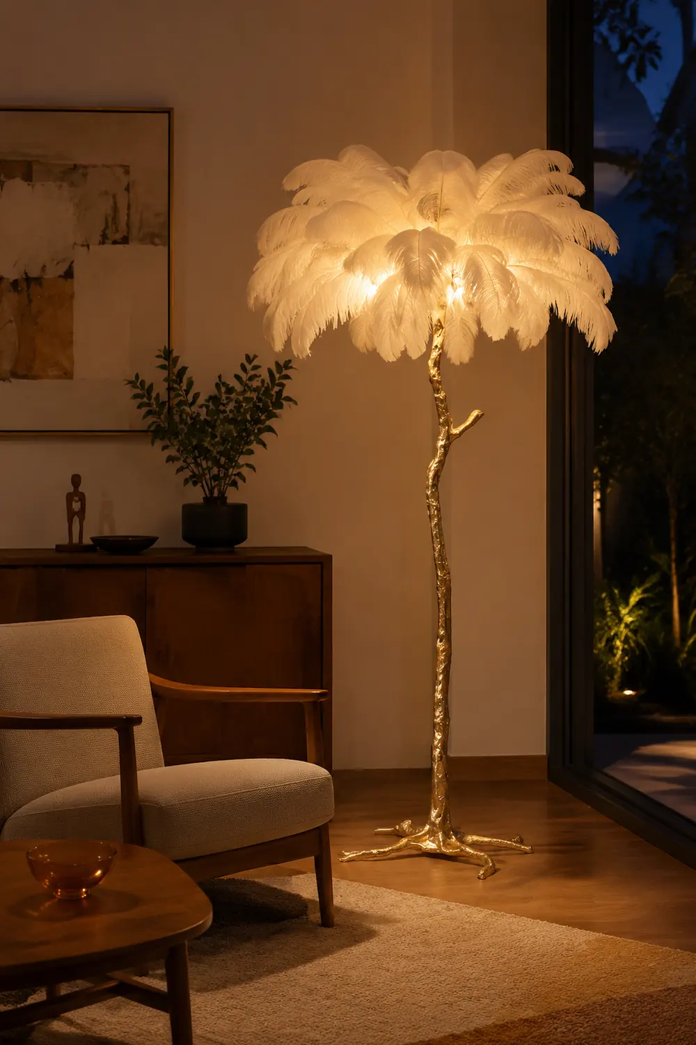 O'Moore Nordic Luxury Unique Ostrich Feather Floor Lamp/Table Lamp - Lumpaz