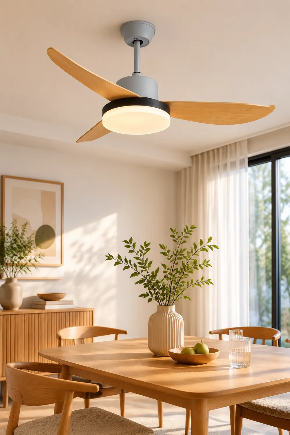 Haydn 3-Blade DC Ceiling Fan with Light, Metal & Acrylic, 37.4''/44.09'' - Lumpaz
