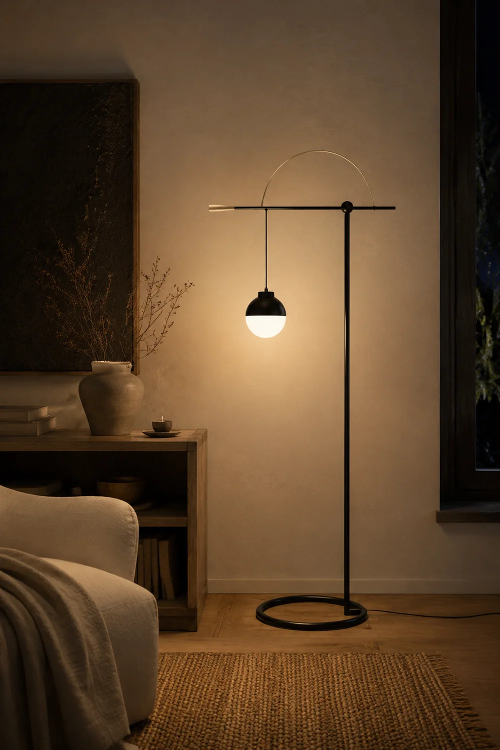 Valentina Modern Nordic Curved Bubble Metal/Glass Floor lamp, Black - Lumpaz