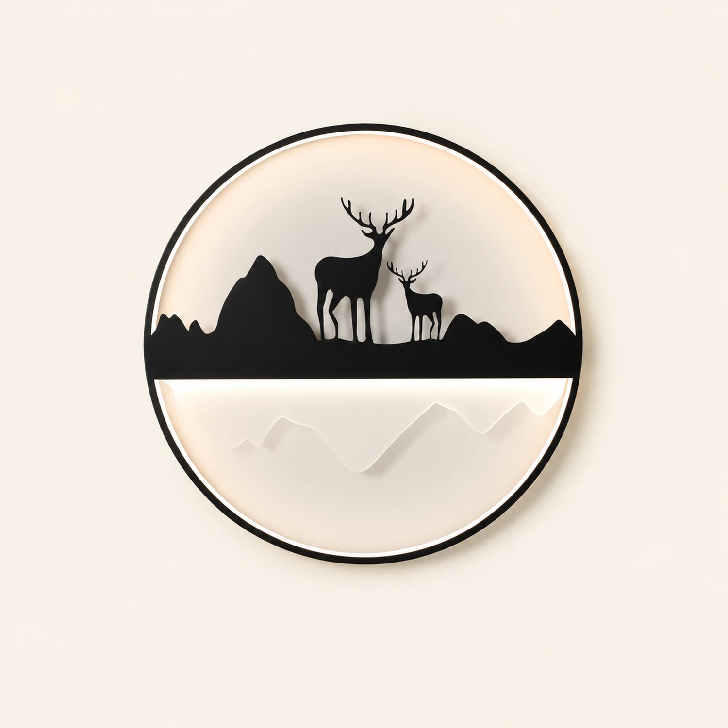 Round Mountain Scenery Silhouette Dimmable with Remote Outdoor Wall Lights - Lumpaz