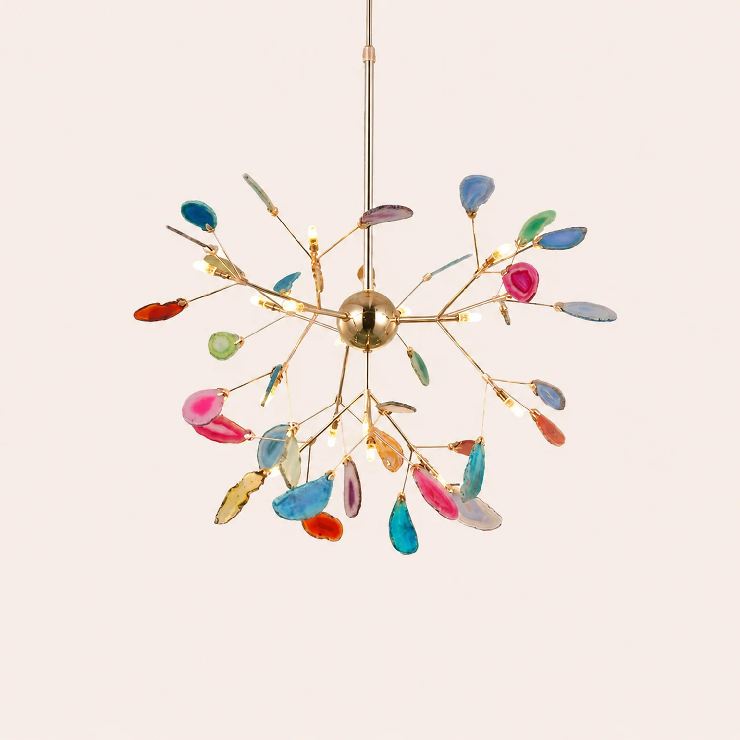 Javon Artistic Leaf Agate Pendant Light Blue/Green/Colorful Dining Room - Lumpaz