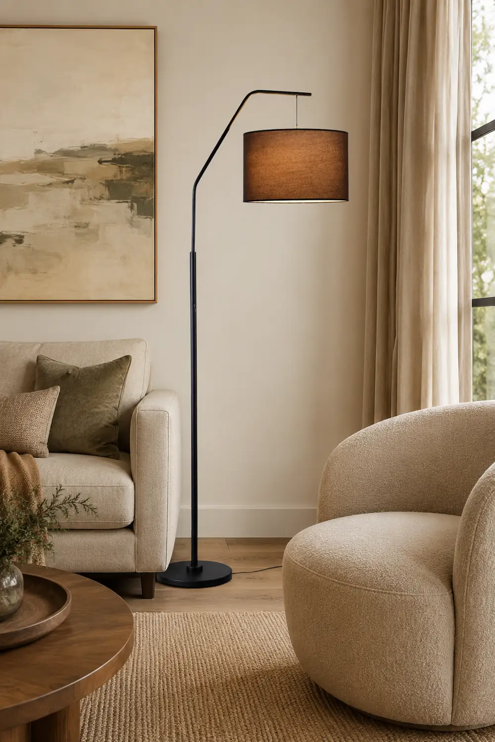 Eryn Cylinder Shape Floor Lamp, Over Arching Floor Lamp, Unique - Lumpaz