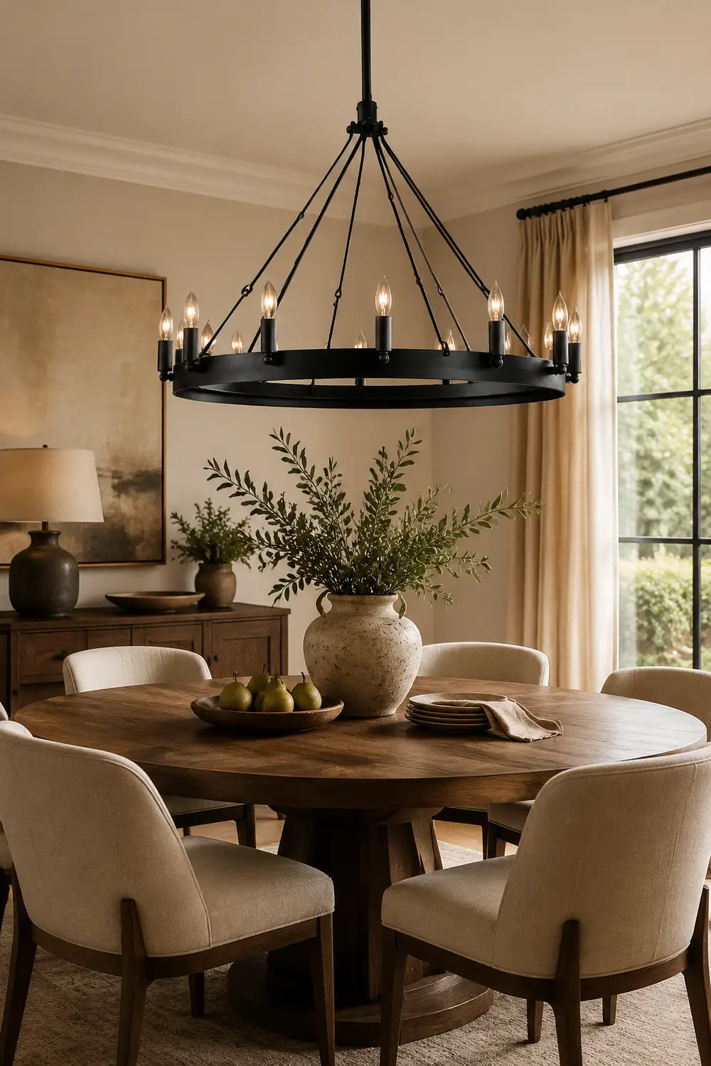 Alessio Industrial Round Candle Metal Pendant Light, Black - Lumpaz