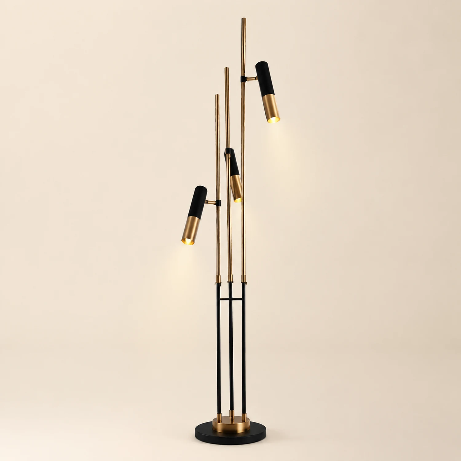 Salgado Modern Tall Metal 3 Bulb Floor Lamp, Black - Lumpaz