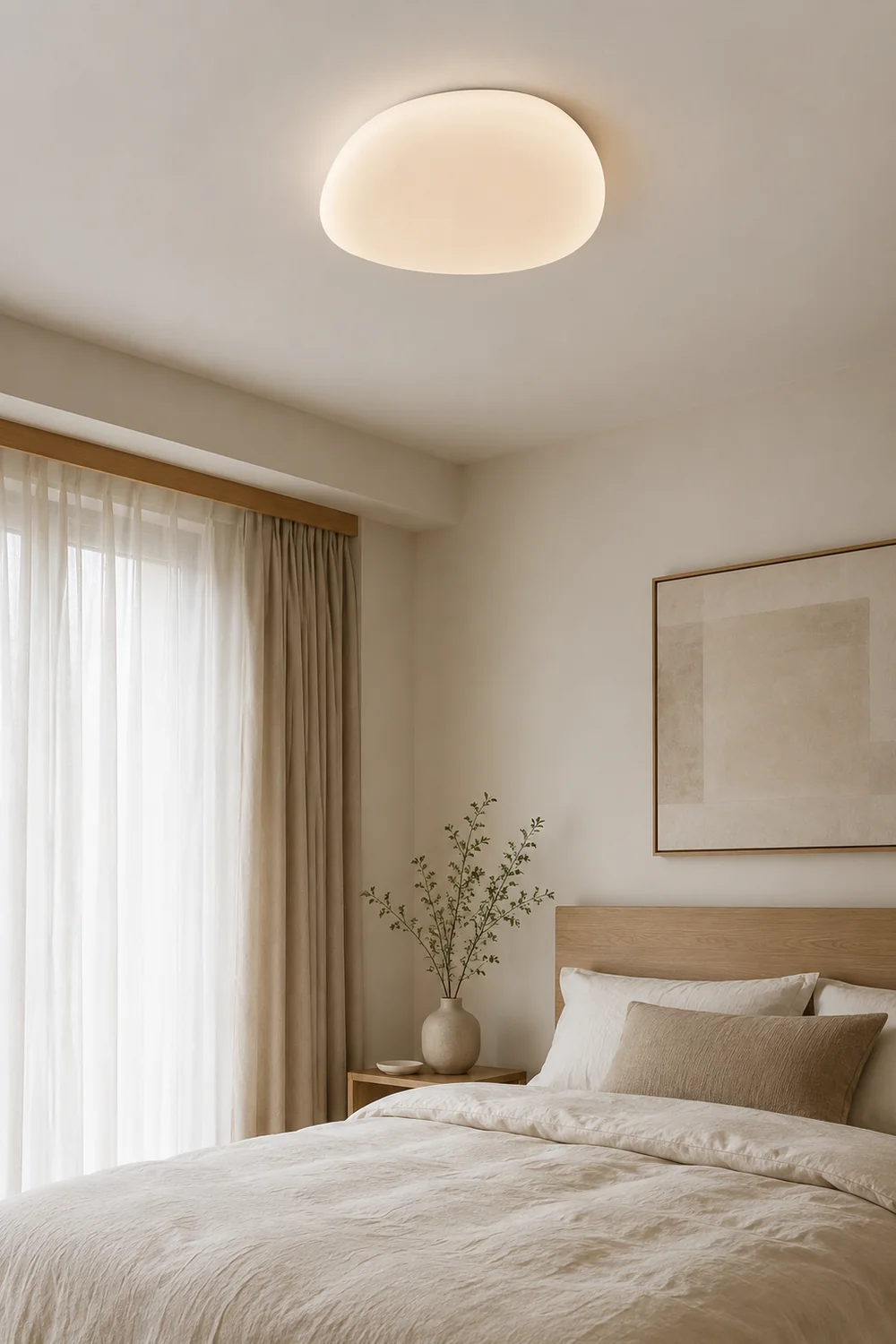 Quinn Modern Pebbles Shape Flush Mount Ceiling Light White Bedroom - Lumpaz