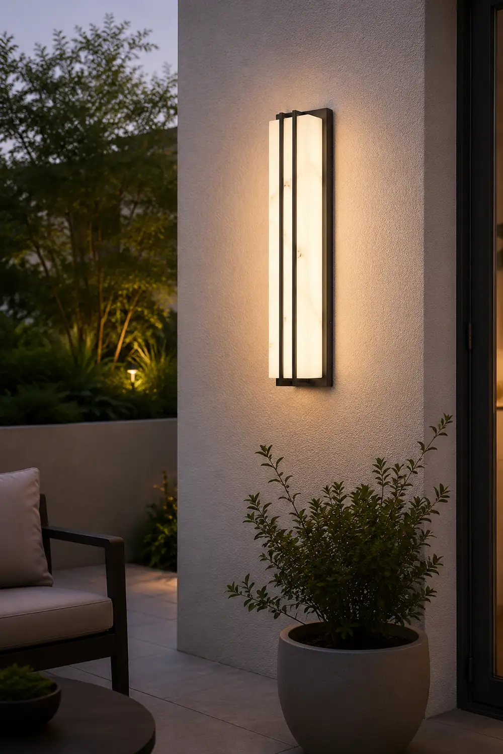 Minimalist Resin Waterproof LED Black Modern Outdoor Wall Light Fixture - Lumpaz