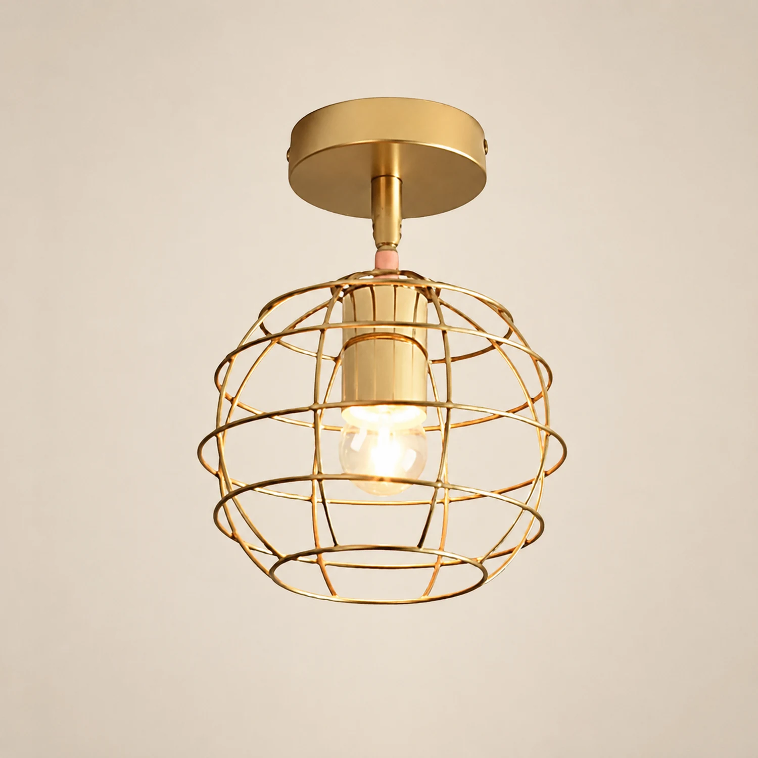 Herbert Semi Art Deco Globe Flush Mount Ceiling Light, Brass - Lumpaz