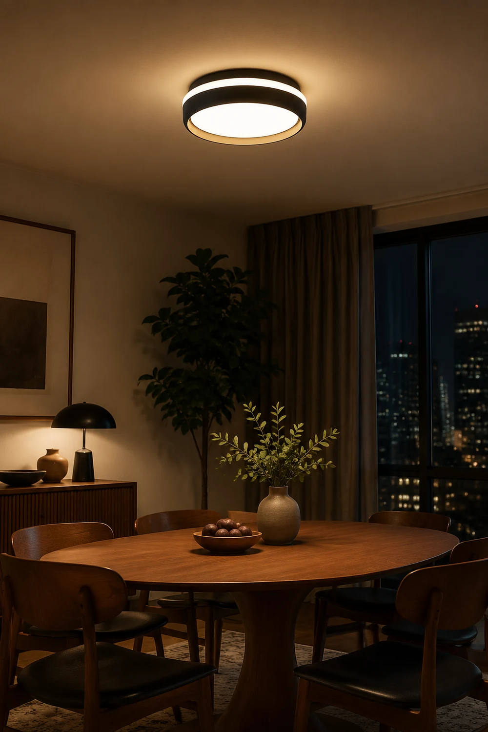 Quinn Flush Mount Ceiling Light Black/White - Lumpaz