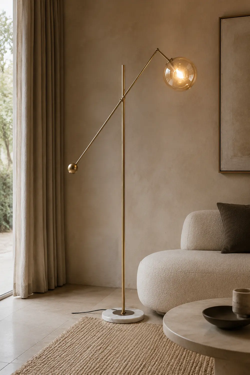 Valentina Artistic Geometric Arc Metal Floor Lamp Black/Blue - Lumpaz