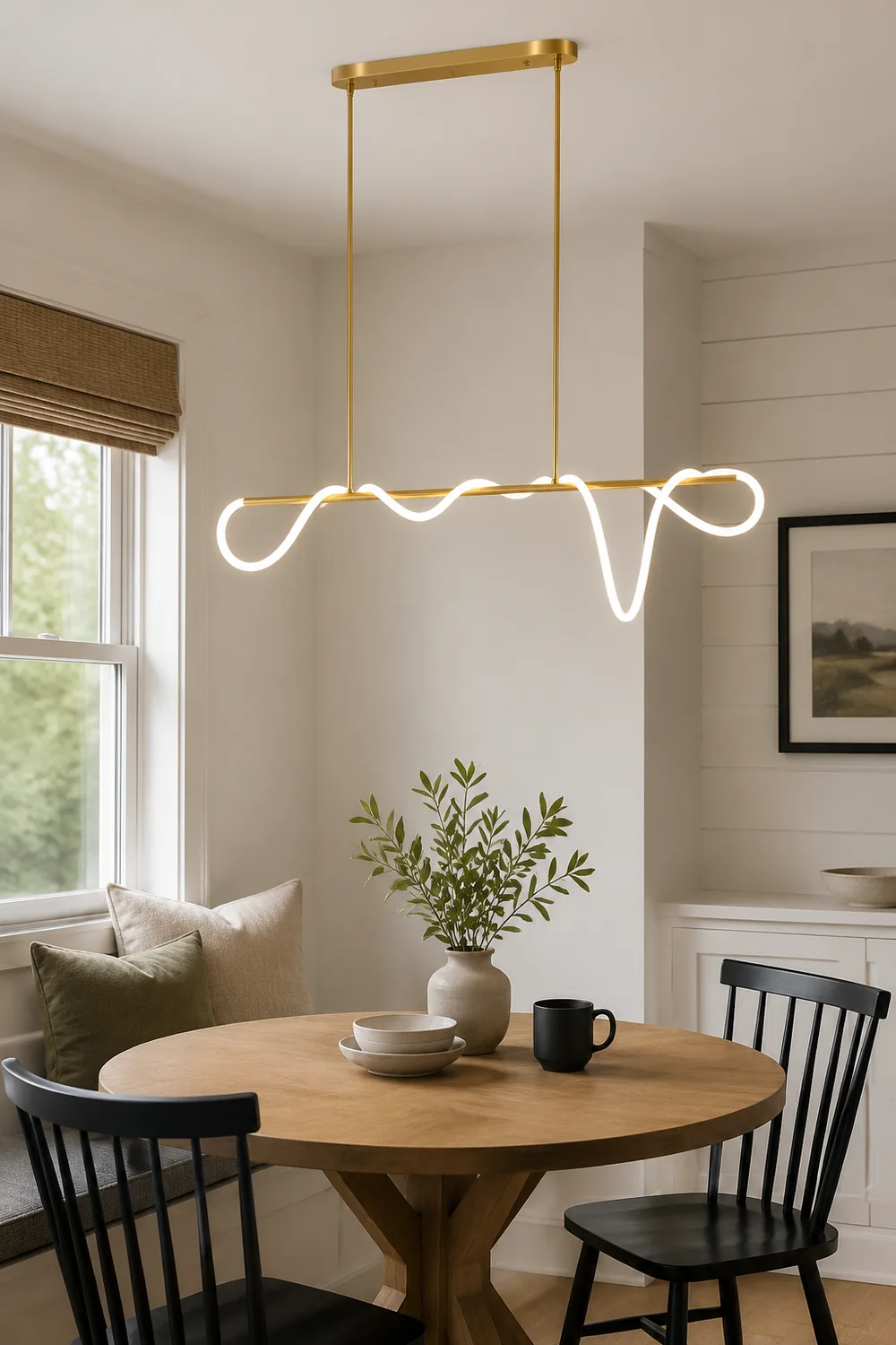 Curved & Linear Semi Flush Mount Ceiling Light, Gold - Lumpaz