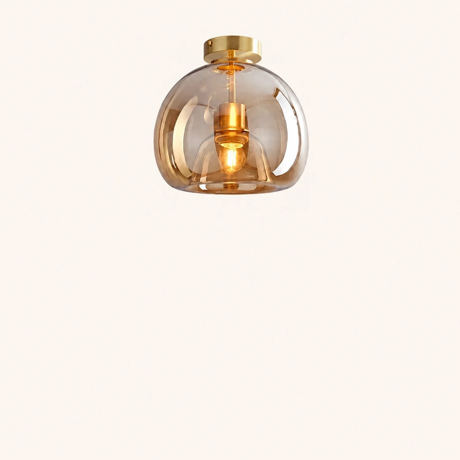 Sanna Modern Dome Glass Semi-Flush Mount Ceiling Light/Pendant Light, Gold/Black - Lumpaz