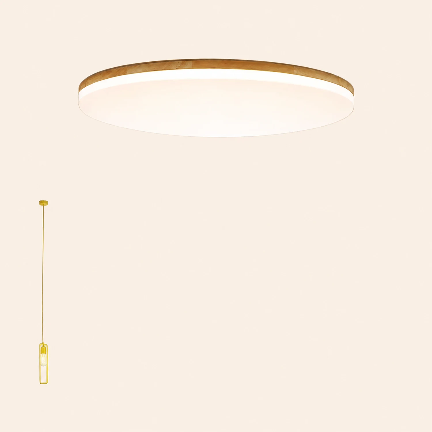 Ozawa Minimalist Wood Round Flush Mount Ceiling Light Bedroom - Lumpaz