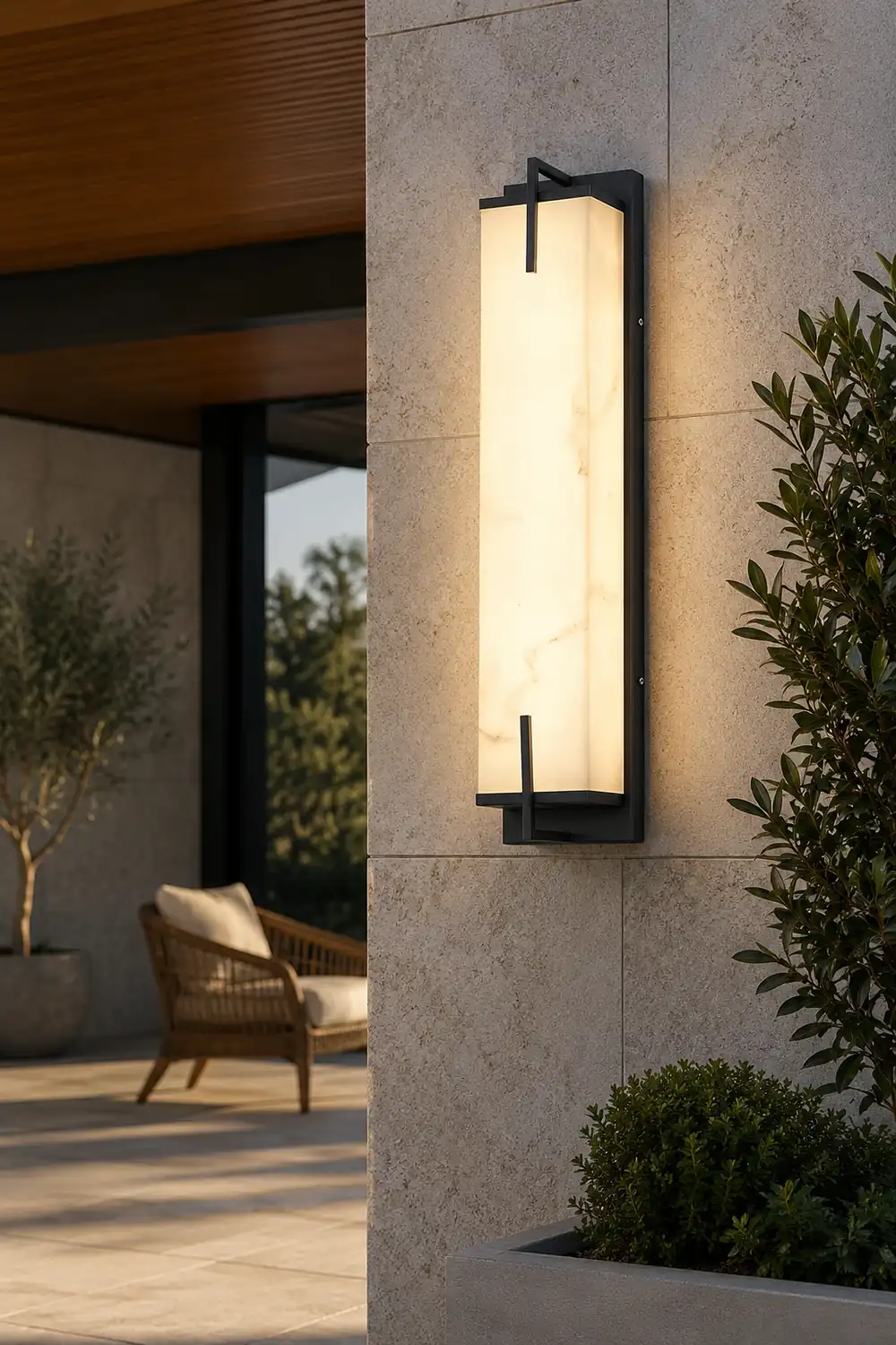 Resin Rectangular Waterproof LED Black Modern Outdoor Sconce Lighting - Lumpaz