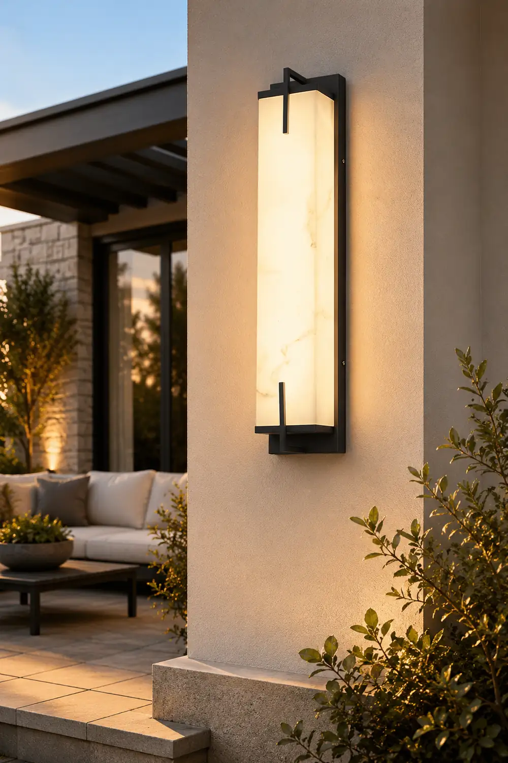 Resin Rectangular Waterproof LED Black Modern Outdoor Sconce Lighting - Lumpaz